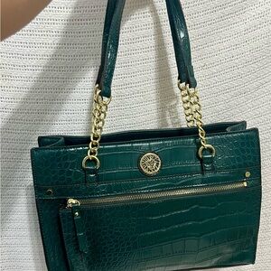 Anne Klein Green Crocodile-Embossed Tote shoulder Bag